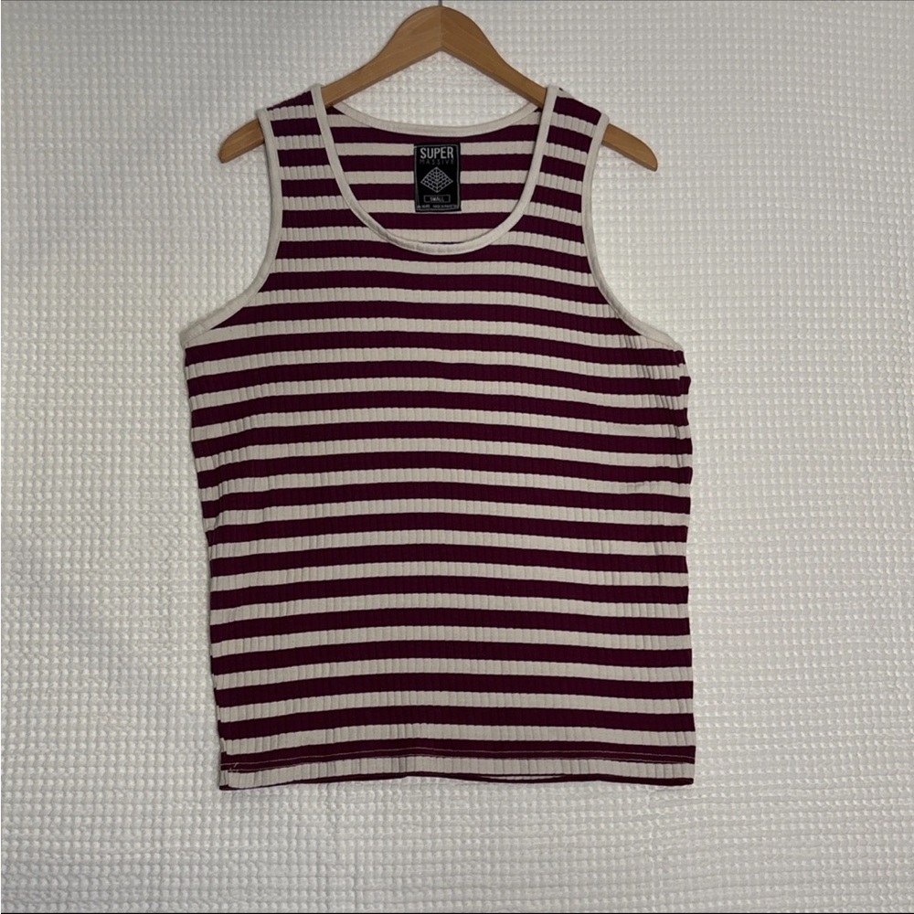 Super massive Striped Tank Top - Maroon and White